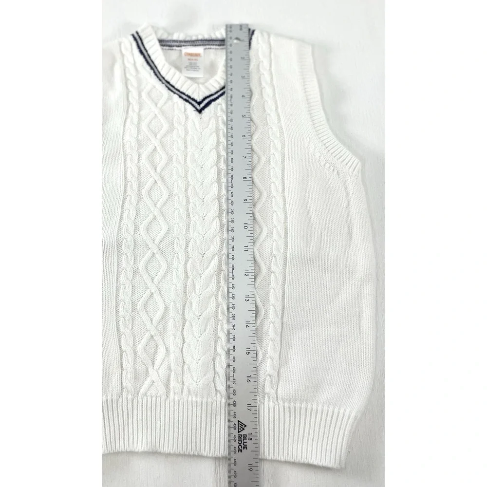 Gymboree Celebrate Spring Boy's White Cable‎ Knit Sweater Vest size M 7-8